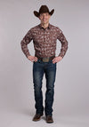 Roper Bullriders Print Western Snap Shirt - Broken horn