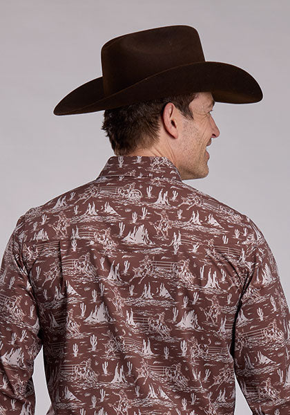 Roper Bullriders Print Western Snap Shirt - Broken horn