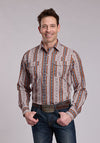 Roper Desert Stripe Print Snap Western Shirt - Broken horn