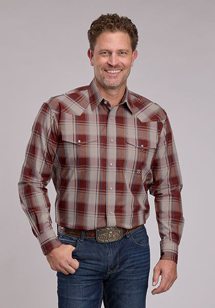 Roper Red Rock Plaid Western Snap Shirt - Broken horn