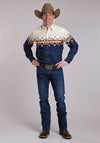 Roper Vinatge Collection Ombre Aztec Border Snap Shirt - Broken horn