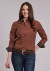 Roper Solid Poplin Snap Shirt - Women - Broken horn