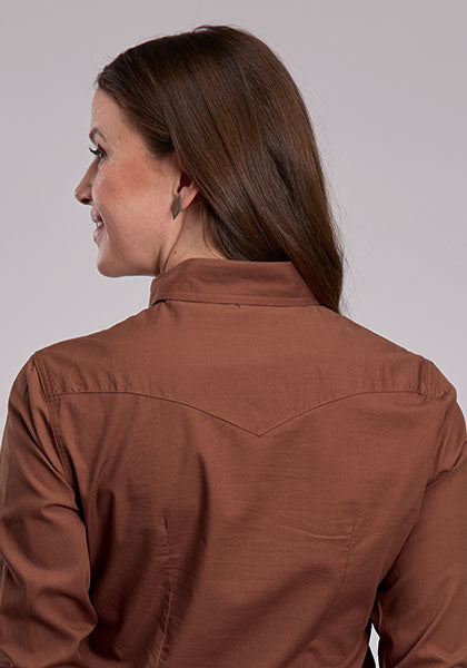 Roper Solid Poplin Snap Shirt - Women - Broken horn