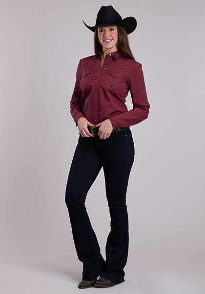 Roper Solid Poplin Snap Shirt  Women - Broken horn