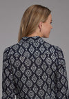 Roper Women Black/Cream Ikat Print