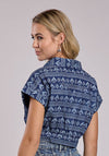 Roper Women Printed Denim Western Camp Blouse