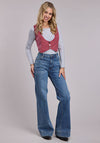 Roper Women's Cotton Button Vest - Broken horn
