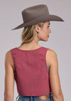 Roper Women's Cotton Button Vest - Broken horn