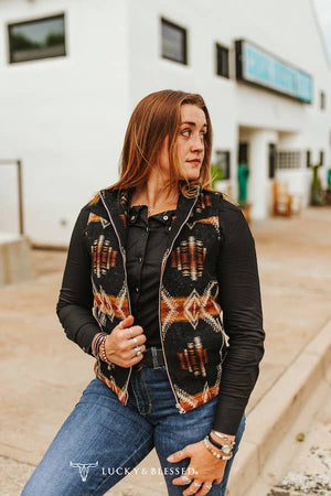 Black Orange Beige Quilted Lined Zip-up Vest