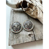 Western Steer Skull with Stone Stud Earrings