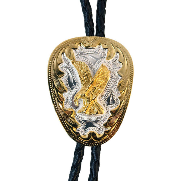 Eagle on German Silver Bolo Tie with Engraving