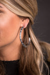 Burnished Silver Stamped Hoop Earring