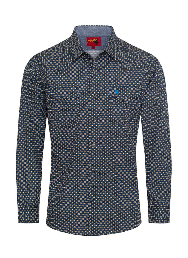 Rodeo Men's Western Pearl Snap Print Shirt