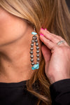 Turquoise & Melon Bead Teardrop Earrings