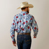 Ariat Men Wrinkle Resist Red White and Blue Pareau Western Aloha Stretch Classic Fit Shirt