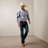 Ariat Men Wrinkle Resist Red White and Blue Pareau Western Aloha Stretch Classic Fit Shirt