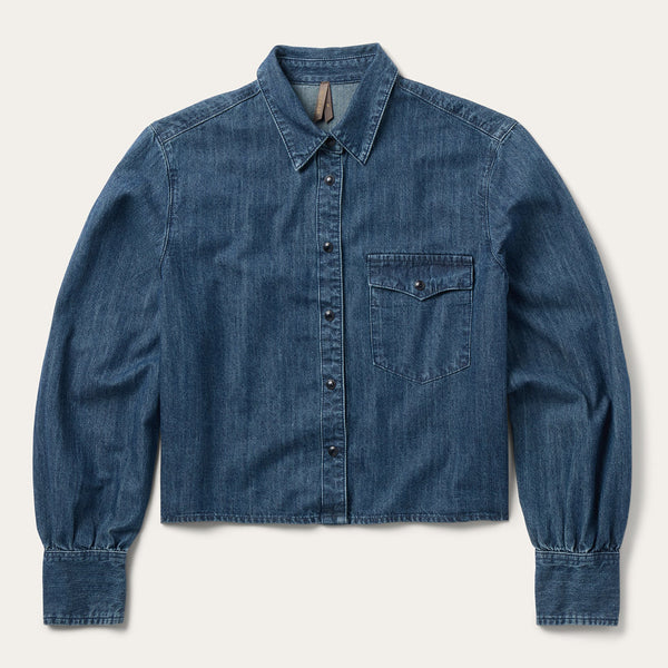 Stetson Embroidered Denim Crop Top