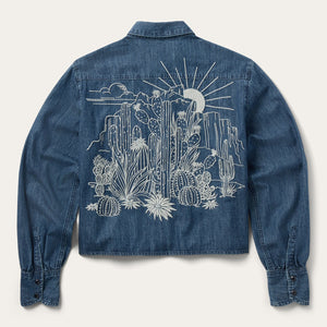 Stetson Embroidered Denim Crop Top
