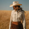 Stetson Women Turquoise Snap Western Denim Shirt