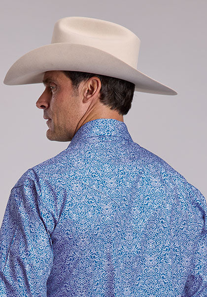 Stetson Blue Scroll Print