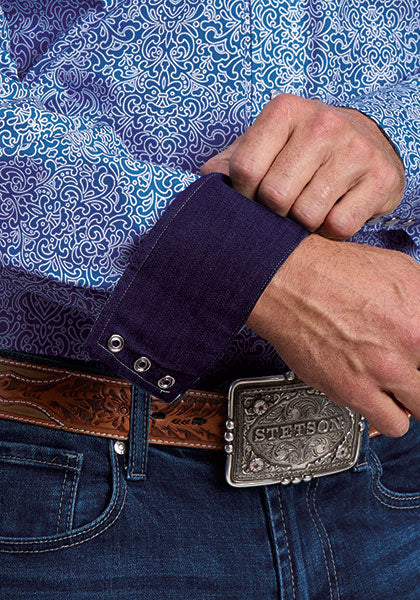 Stetson Blue Scroll Print