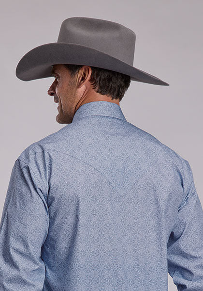 Stetson Steel Blue Western Snap Shirt - Broken horn