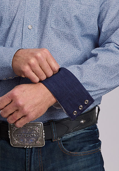 Stetson Steel Blue Western Snap Shirt - Broken horn