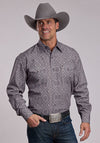 Stetson Grey Medallion Paisley Western Snap Shirt - Broken horn