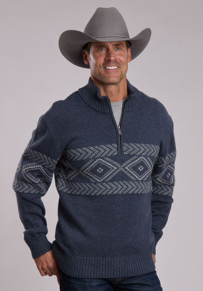 Stetson Men's Aztec Border Sweater - Broken horn