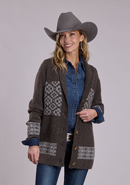 Stetson Wool Blend Cardigan Sweater - Broken horn