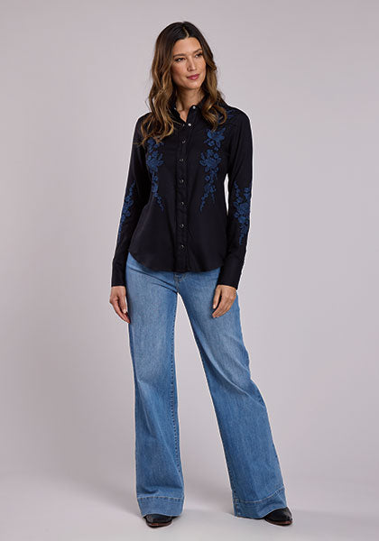 Stetson Black Rayon Western Shirt