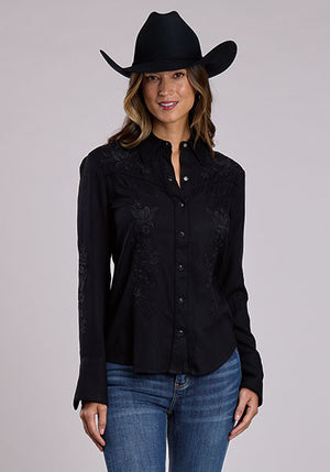Stetson Black Rayon Western Shirt
