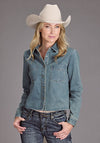 Stetson Women Light Wash Denim Crop Blouse