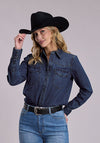 Stetson Women's Dark Denim Light Weight Blouse - Broken horn