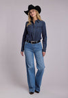 Stetson Women's Dark Denim Light Weight Blouse - Broken horn