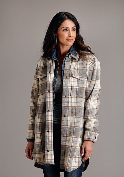 Stetson Womens Novelty Solid Neutral Plaid Oversized