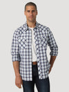 Wrangler Mens Retro Sawtooth Snap Pocket Western Shirt - Nevy Blue Drop