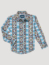 Wrangler Boys Checotah Western Snap Shirt - Dusty Blue