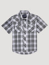 Wrangler Boys Short Sleeve Western Snap Plaid - Chess Grey