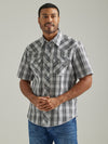 Wrangler Mens Westerm Snap Plaid Shirt - Chess Grey