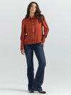 Wrangler Women's Satin Rodeo Blouse  - Burnt Orange