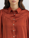 Wrangler Women's Satin Rodeo Blouse  - Burnt Orange