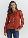 Wrangler Women's Satin Rodeo Blouse  - Burnt Orange