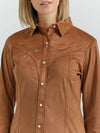 Wrangler Women Suede Rodeo Snap Shirt