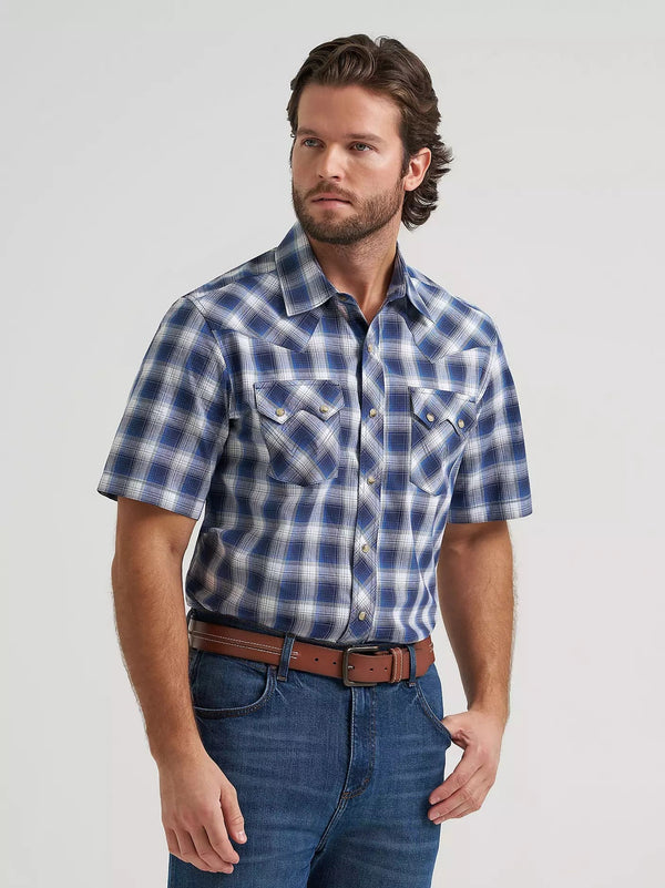 Wrangler Retro Sawtooth Pocket Western Snap Shirt - Broken horn