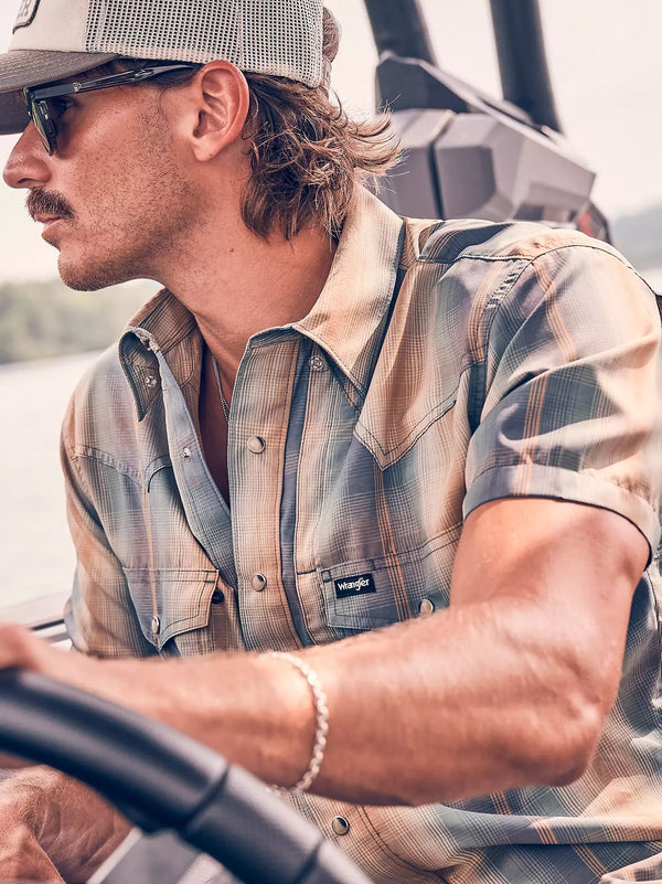 Wrangler All Terrain Gear Performance Plaid Shirt - Broken horn
