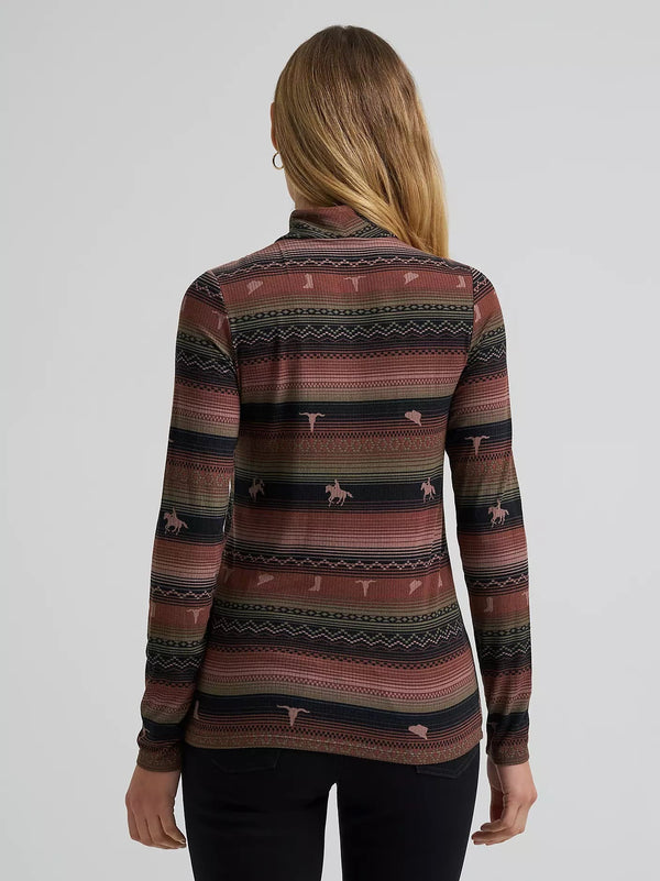 Wrangler Women's Rambling Ridge Mock Neck Top - Broken horn