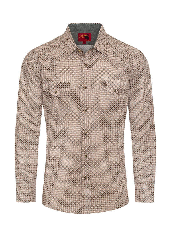 Rodeo Men's Western Pearl Snap Print Shirt