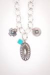 Chunky Chain Concho Charm Necklace
