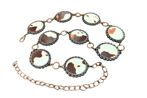 Cow Print Chain Belt